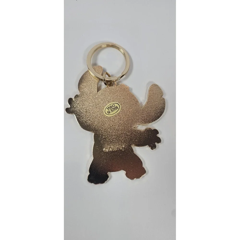 Disney Stitch Enamel Keychain Charm Gold Tone‎ Lilo & Stitch Approx 2.5